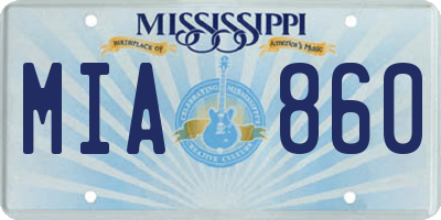 MS license plate MIA860