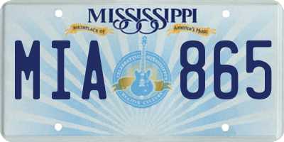 MS license plate MIA865