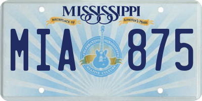 MS license plate MIA875