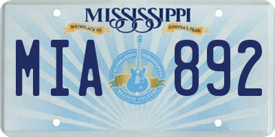 MS license plate MIA892