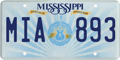 MS license plate MIA893
