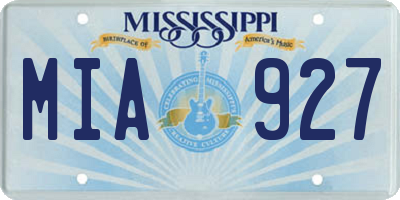 MS license plate MIA927