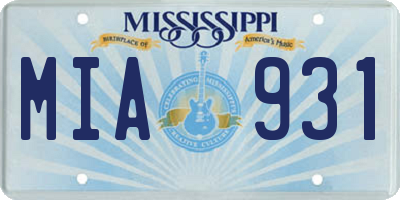 MS license plate MIA931
