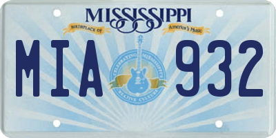 MS license plate MIA932