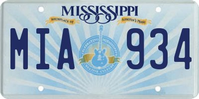 MS license plate MIA934
