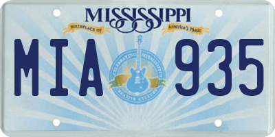 MS license plate MIA935