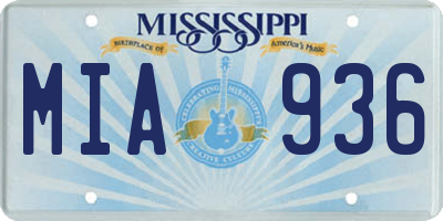 MS license plate MIA936