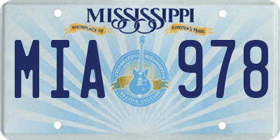 MS license plate MIA978