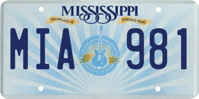 MS license plate MIA981
