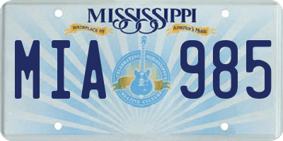 MS license plate MIA985