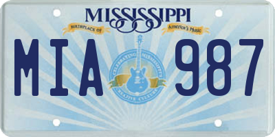 MS license plate MIA987