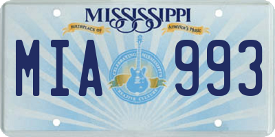 MS license plate MIA993