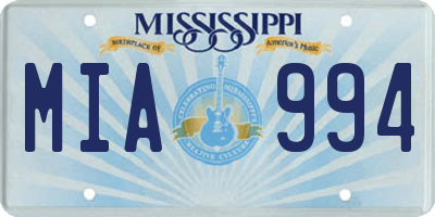 MS license plate MIA994