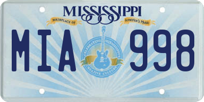 MS license plate MIA998