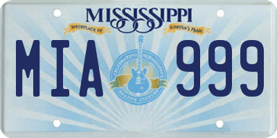 MS license plate MIA999