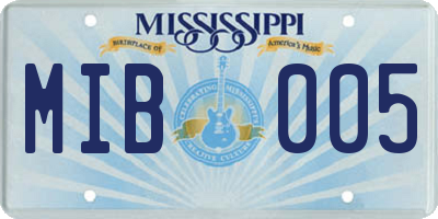 MS license plate MIB005
