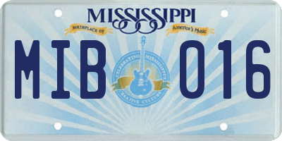 MS license plate MIB016