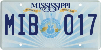 MS license plate MIB017
