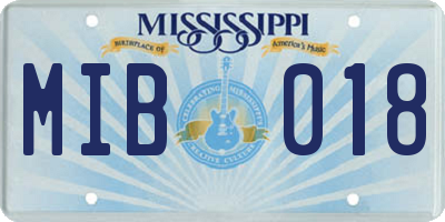 MS license plate MIB018