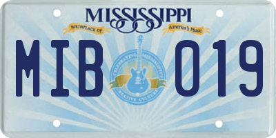 MS license plate MIB019