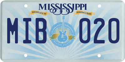 MS license plate MIB020