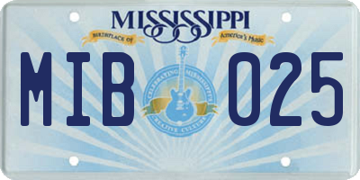 MS license plate MIB025