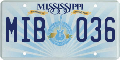 MS license plate MIB036