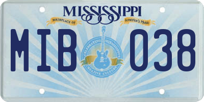 MS license plate MIB038