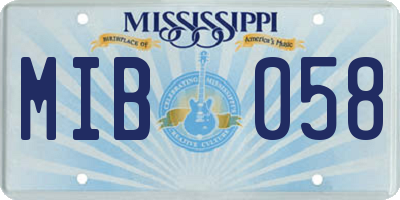 MS license plate MIB058
