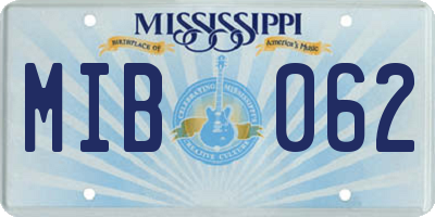 MS license plate MIB062