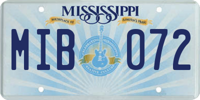 MS license plate MIB072