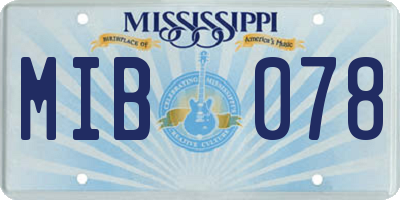 MS license plate MIB078