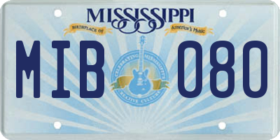 MS license plate MIB080