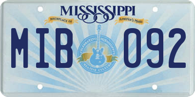 MS license plate MIB092