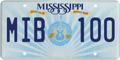 MS license plate MIB100