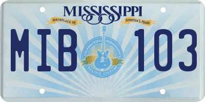 MS license plate MIB103