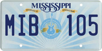 MS license plate MIB105
