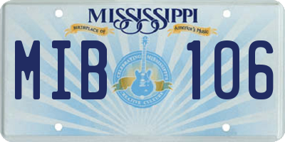 MS license plate MIB106