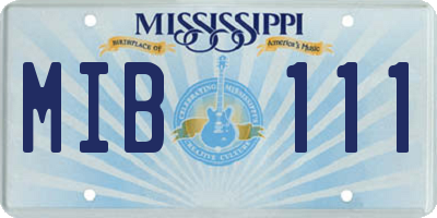 MS license plate MIB111
