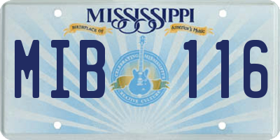 MS license plate MIB116