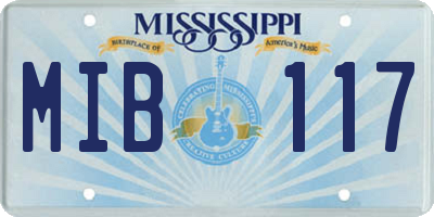 MS license plate MIB117