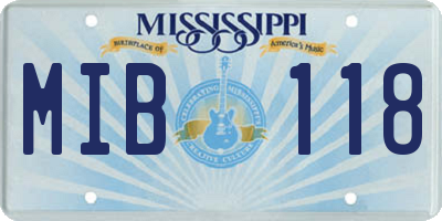 MS license plate MIB118