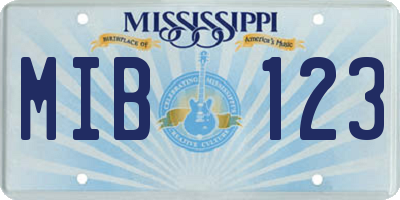 MS license plate MIB123