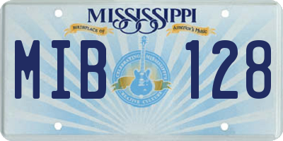 MS license plate MIB128