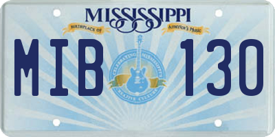 MS license plate MIB130