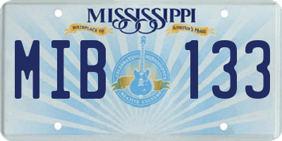 MS license plate MIB133