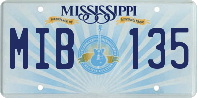 MS license plate MIB135