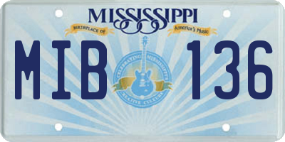 MS license plate MIB136