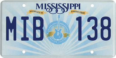 MS license plate MIB138