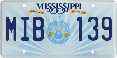 MS license plate MIB139